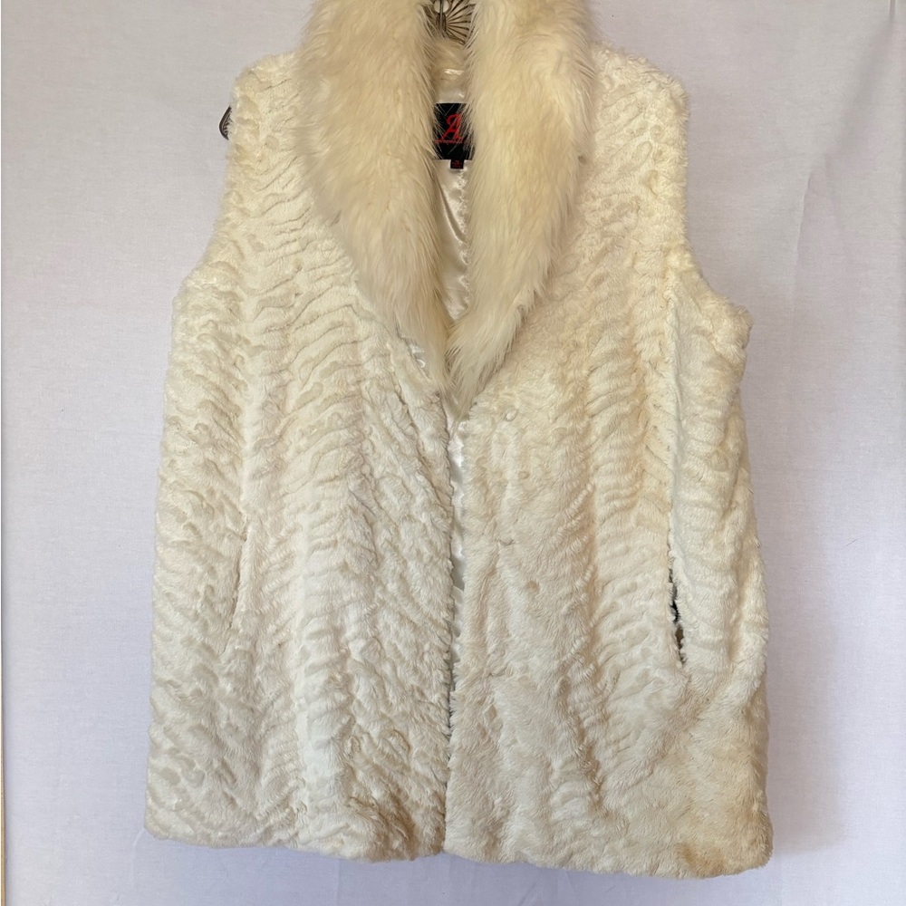 Adrienne Landau Ivory Faux Fur Vest